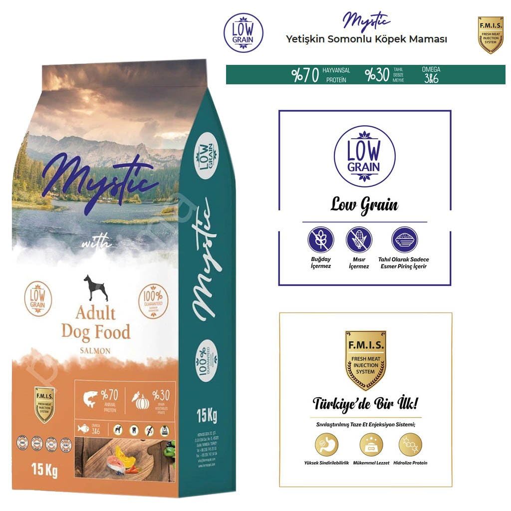 Mystic Az Tahıllı Yetişkin Köpek Maması Somonlu 15 KG
