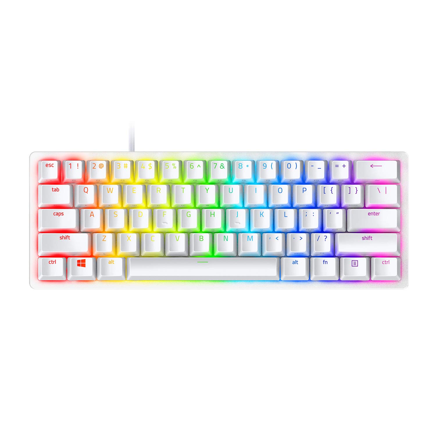 Razer Huntsman Mini Mercury (Mor Anahtar) - Opto-mekanik anahtarlı kompakt% 60 oyun klavyesi (PBT tuş başlıkları, çıkarılabilir USB-C kablosu) QWERTY ABD düzeni | Beyaz