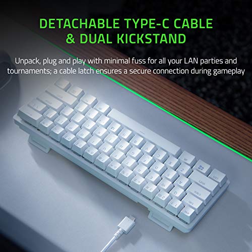 Razer Huntsman Mini Mercury (Mor Anahtar) - Opto-mekanik anahtarlı kompakt% 60 oyun klavyesi (PBT tuş başlıkları, çıkarılabilir USB-C kablosu) QWERTY ABD düzeni | Beyaz