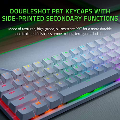 Razer Huntsman Mini Mercury (Mor Anahtar) - Opto-mekanik anahtarlı kompakt% 60 oyun klavyesi (PBT tuş başlıkları, çıkarılabilir USB-C kablosu) QWERTY ABD düzeni | Beyaz