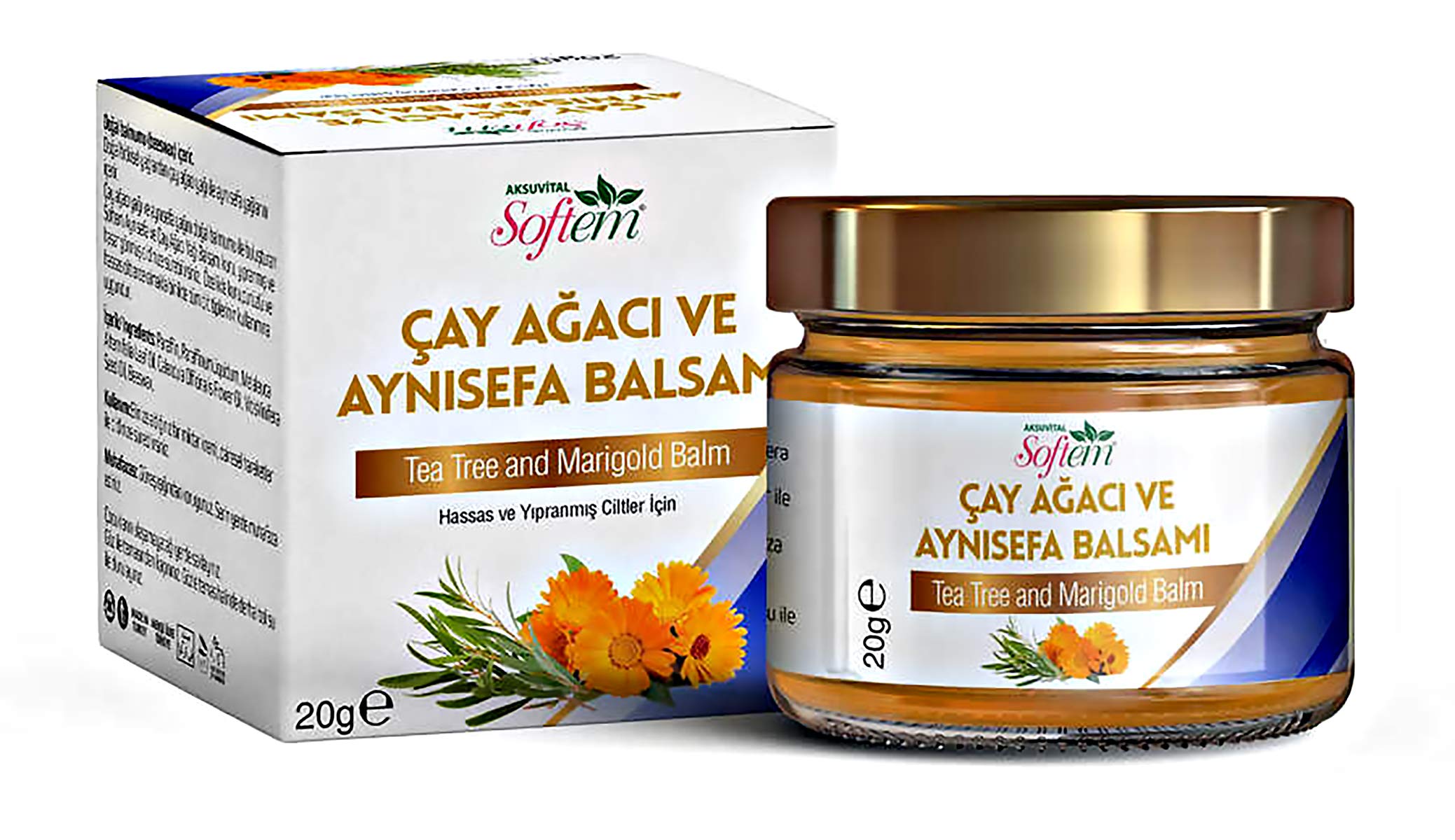 Softem Çay Ağacı ve Aynısefa Balm 20G | Doğal Balmumu ile Cilt Bakımı | Kuruluk ve Tahrişe Karşı Etkili, Antiseptik Etkili Bitkisel Balsam, Kuru ve Yıpranmış Ciltler İçin