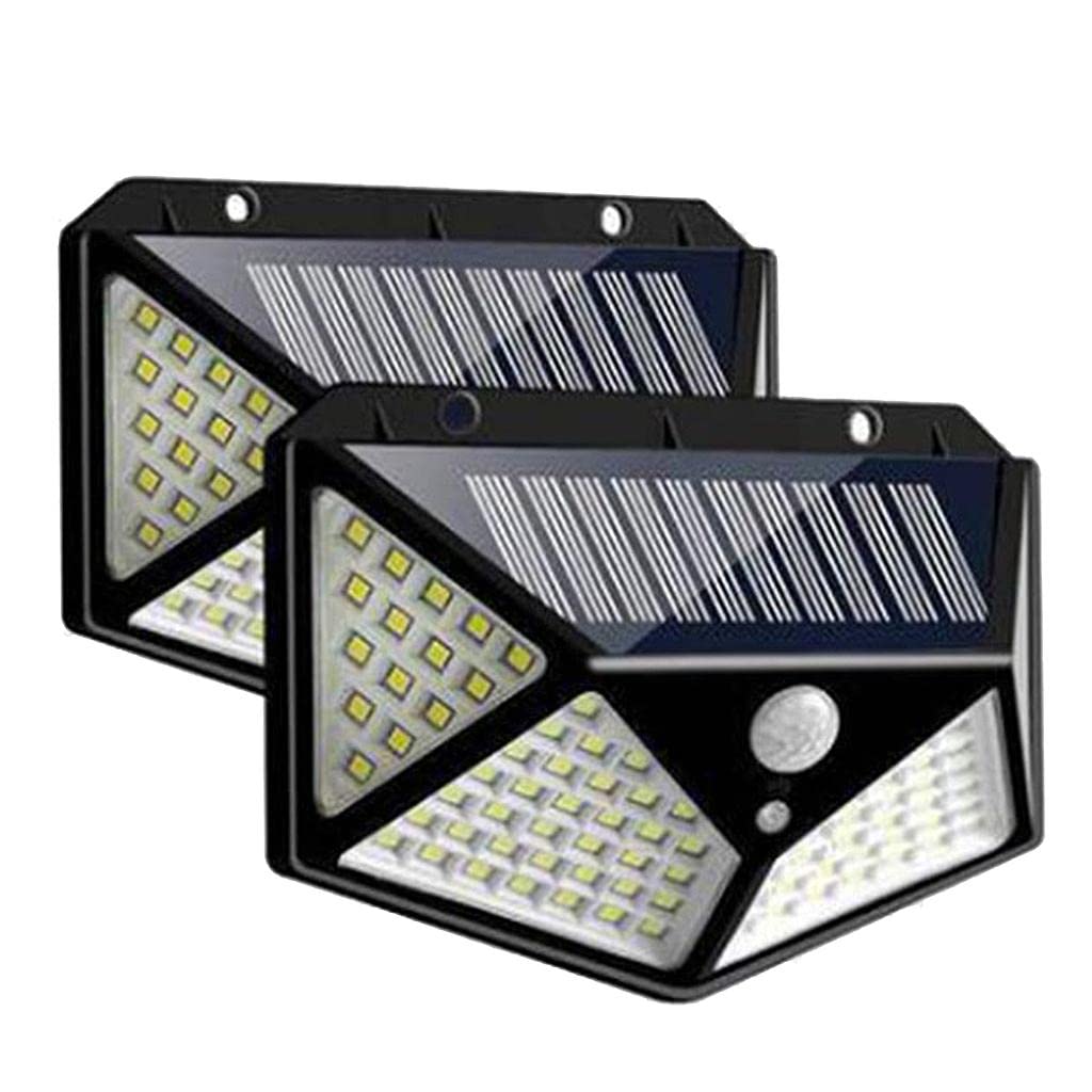 Fenteer Solar lamba 100 LED PIR hareket sensörlü dış duvar lambası IP65 bahçe teras - 2 adet