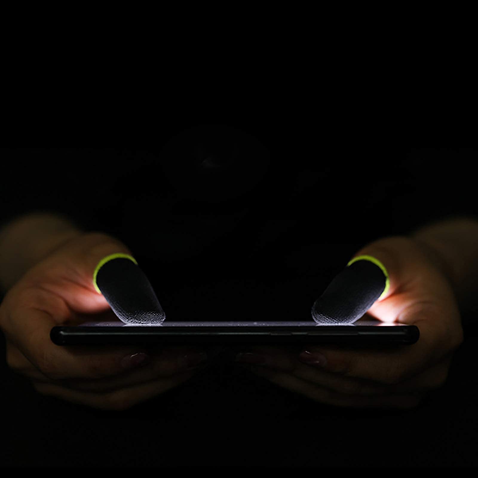 HUAYUWA 2 Çift Ter Geçirmez Parmak Eldivenleri Dikişsiz Dokunmatik Ekran Oyun Denetleyicisi Başparmak Kolları PUBG Telefon Oyun Aksesuarları için, Siyah + Sarı