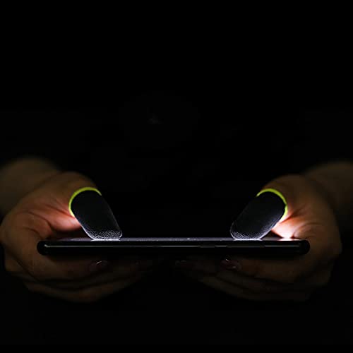HUAYUWA 2 Çift Ter Geçirmez Parmak Eldivenleri Dikişsiz Dokunmatik Ekran Oyun Denetleyicisi Başparmak Kolları PUBG Telefon Oyun Aksesuarları için, Siyah + Sarı