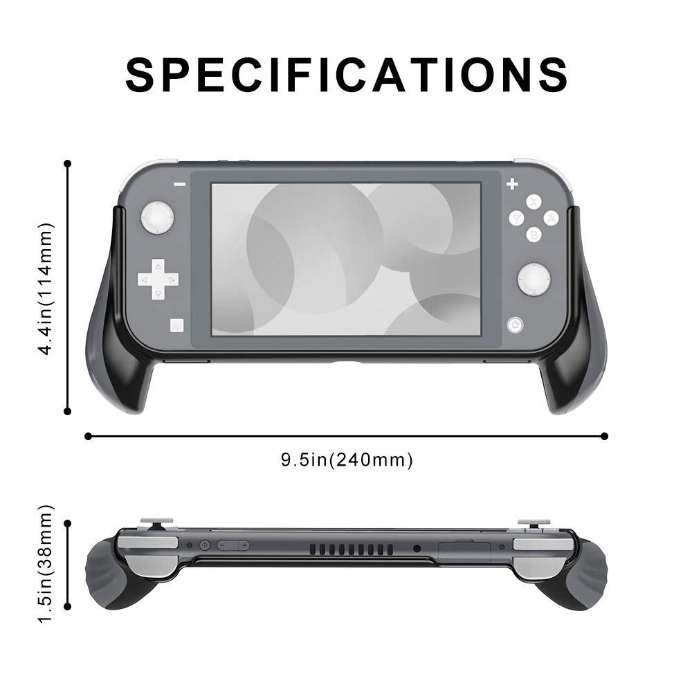 Laimax Nintendo Switch Lite için Kavrama Kılıfı, El Tutamakları Ergonomik Koruyucu Kılıf, Nintendo Switch Lite ile Uyumlu Aksesuarlar (Siyah)