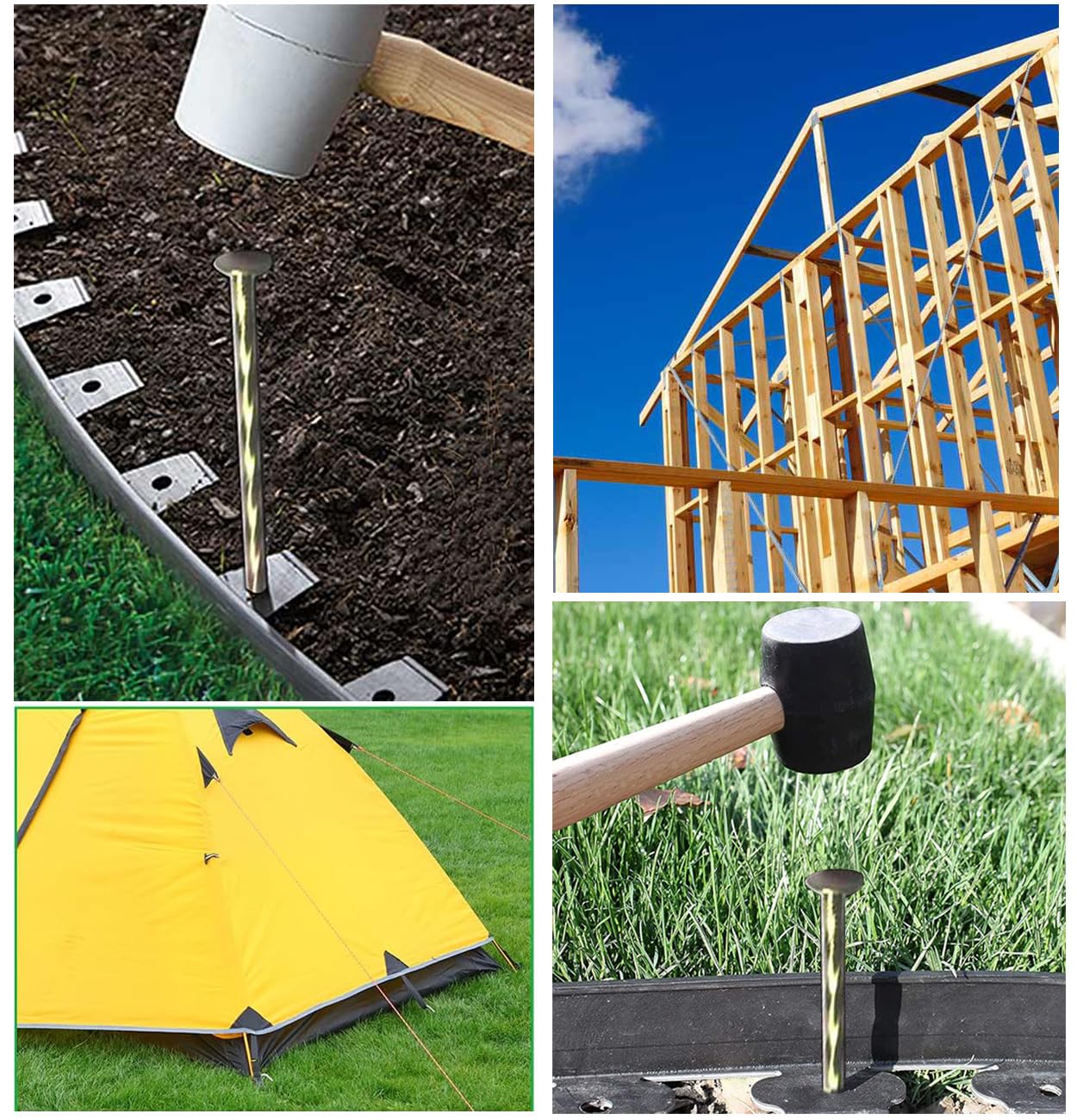 MAOMBO 9'lu Paket - 20,32 cm Katı Galvanizli Metal Kenar Çivisi, Bahçe Spiral Peyzaj Kazıkları/Paver Kenarları, Ot Bariyerleri, Çim, Ev İnşaatı, Marangozluk Çivisi, Çadır, Bahçe Bitkileri ve Daha Fazlası için Çapalar