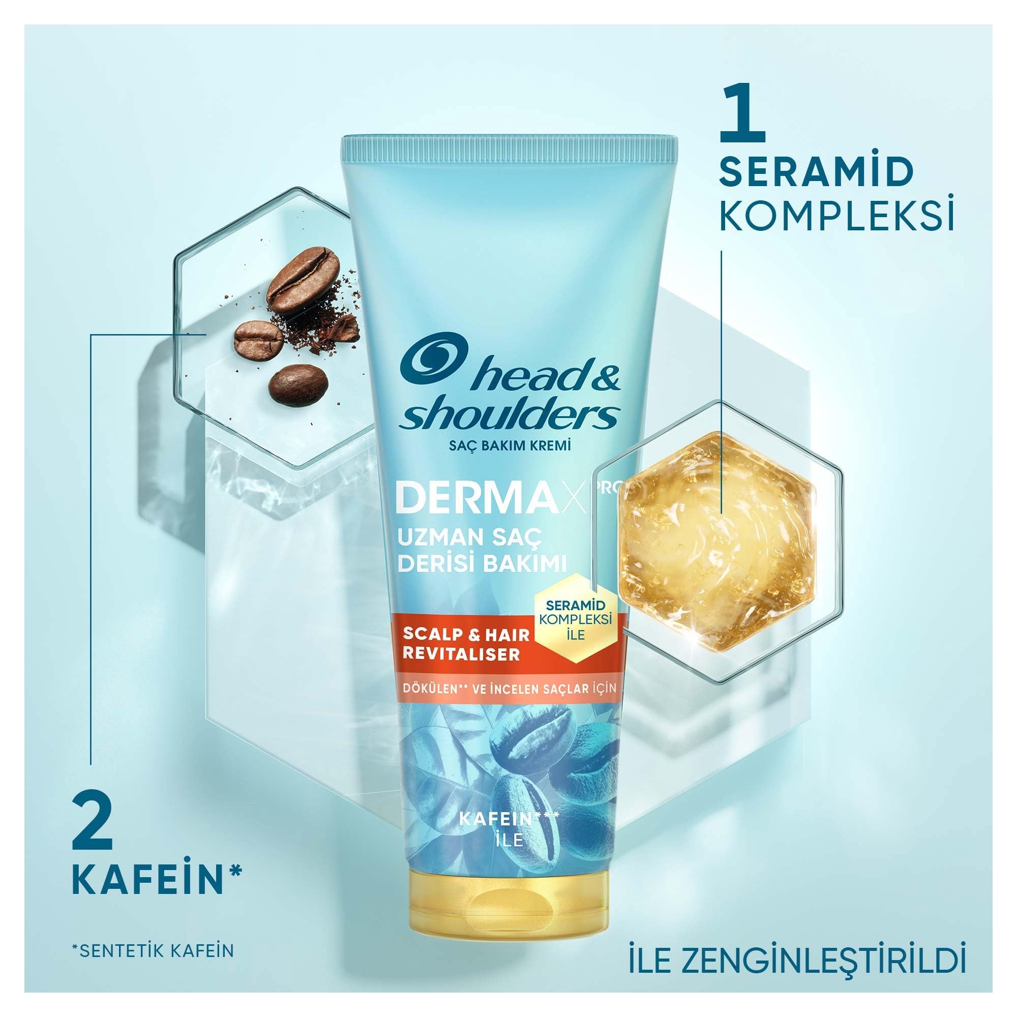 Head & Shoulders DermaXPRO Scalp & Hair Revitaliser Dökülme Karşıtı Saç ve Saç Derisi Bakım Kremi Kafein ve Seramid ile 220ml