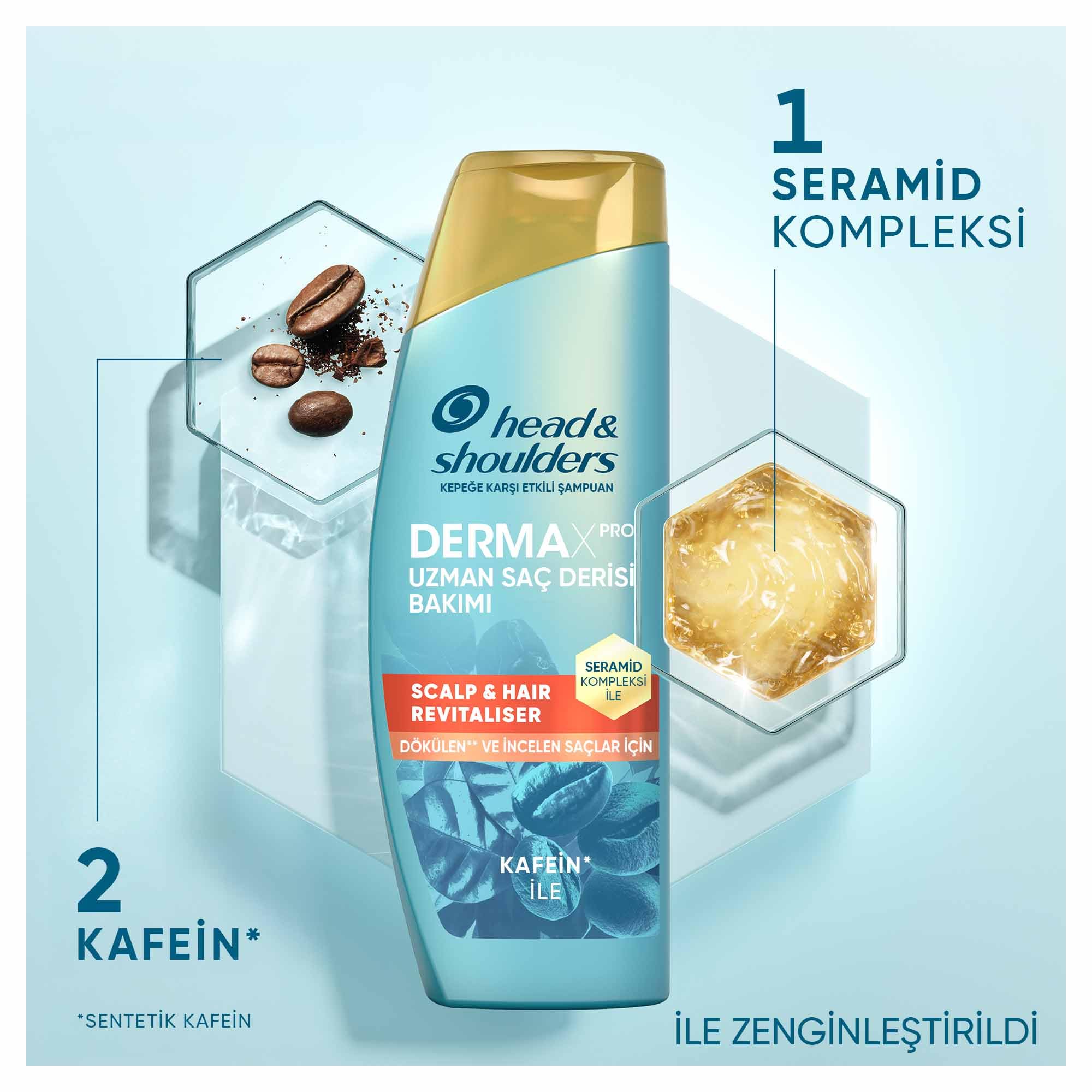 Head & Shoulders DermaXPRO Scalp & Hair Revitaliser Dökülme ve Kepek Karşıtı Şampuan Kafein ve Seramid ile 300ml