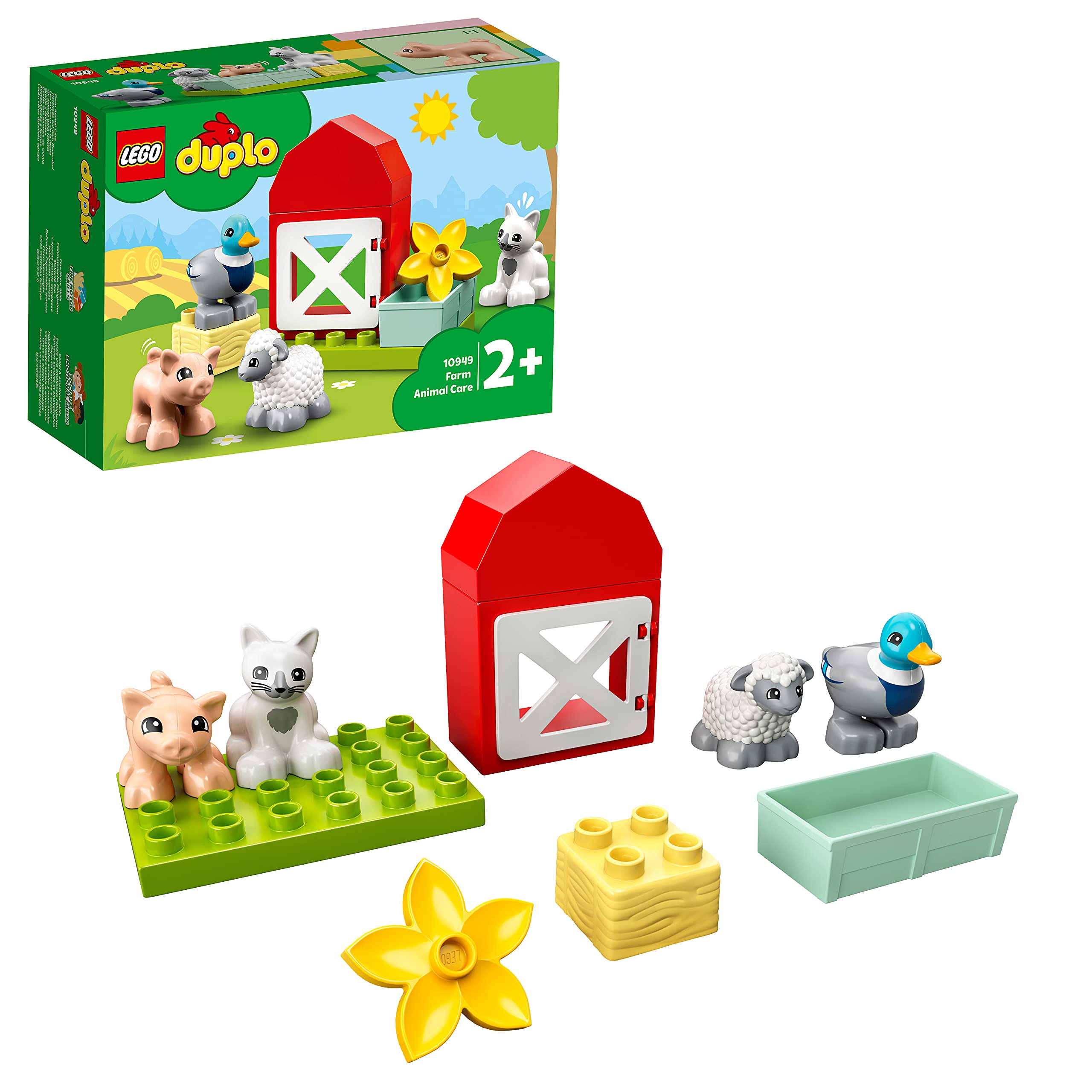 LEGO DUPLO Town Çiftlik Hayvanı Bakımı 10949-2 Yaş ve Üzeri Çocuklar için Domuz, Koyun, Ördek ve Kedi Figürü İçeren Eğitici Oyuncak Yapım Seti (11 Parça)