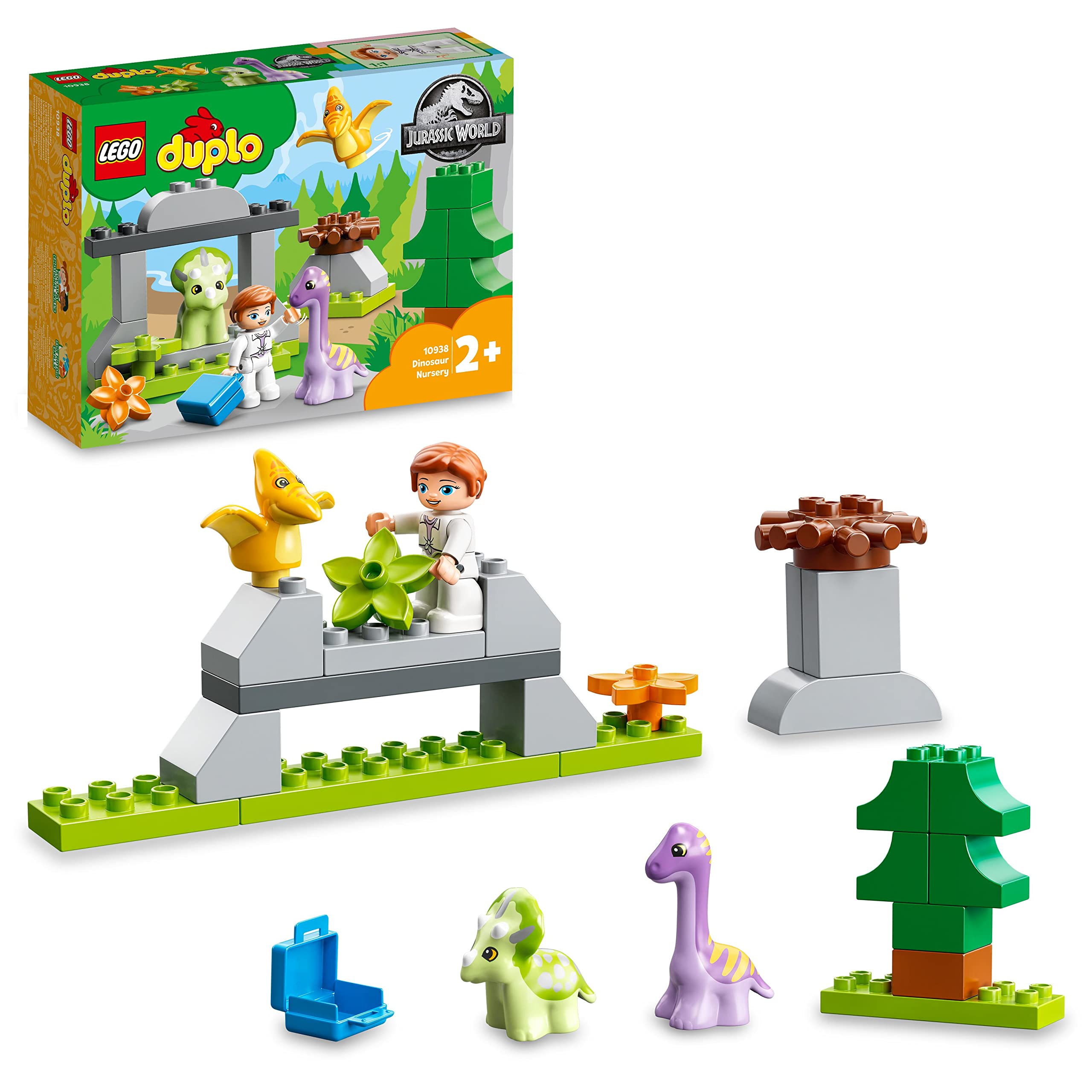 LEGO® DUPLO® Jurassic World Dinozor Yuvası 10938-2 Yaş ve Üzeri Çocuklar için 3 Hayvan ve bir Claire Dearing Figürü İçeren Oyuncak Yapım Seti (27 Parça)