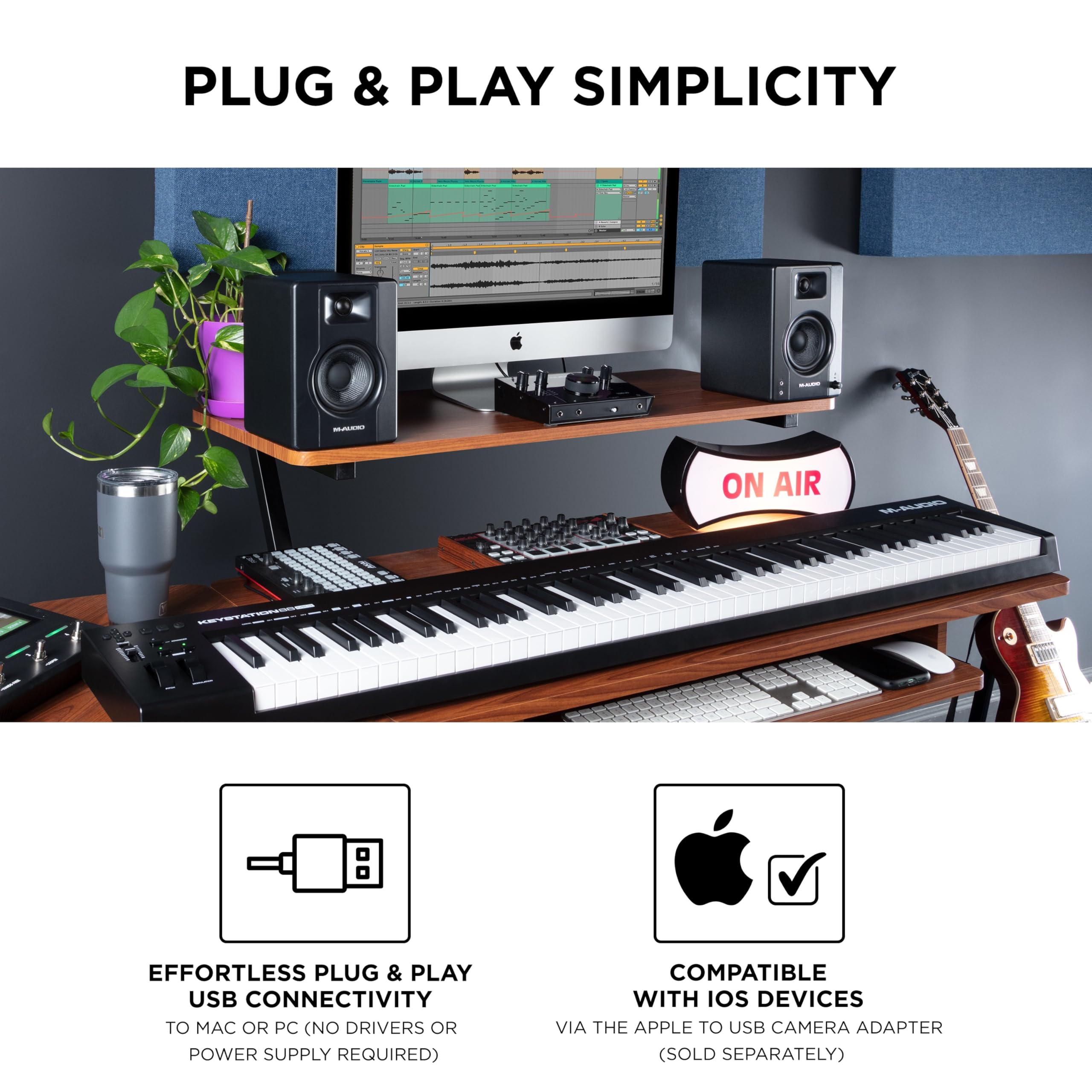 M-AUDIO Keystation 88 MK3-88 Tuşlu Yarı Ağırlıklı MIDI Klavye Controller, Sanal Sentezleyicilerin ve DAW Parametrelerinin Tam Komutu için