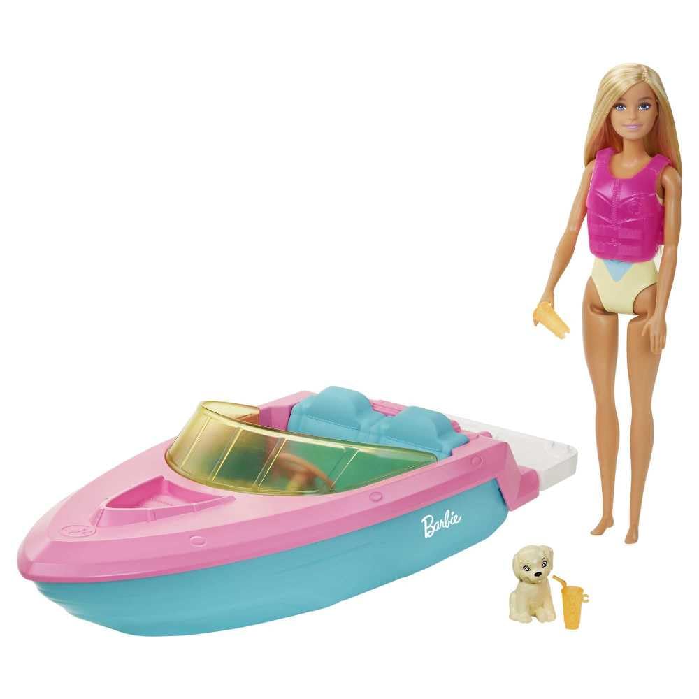 Barbie Bebek ve Teknesi Barbie Bebek ve Teknesi, Oyuncak Köpek ve Aksesuarlar İle Suda Yüzer, 3-7 Yaş Arası İçin GRG30 GRG30