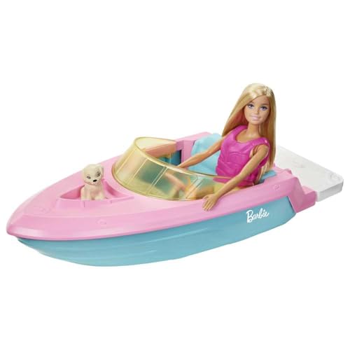 Barbie Bebek ve Teknesi Barbie Bebek ve Teknesi, Oyuncak Köpek ve Aksesuarlar İle Suda Yüzer, 3-7 Yaş Arası İçin GRG30 GRG30