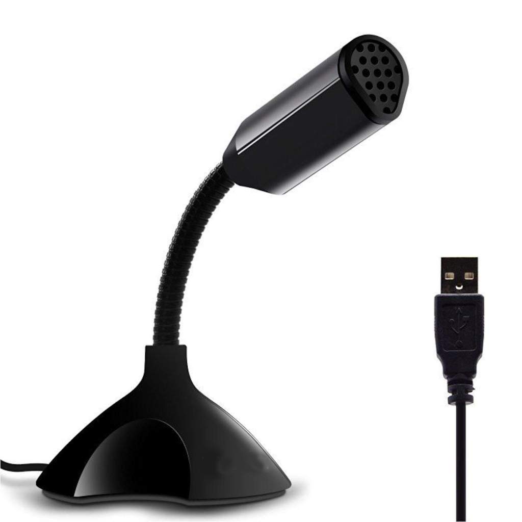 Coverzone Masaüstü, Laptop ve Notebook Bilgisayarlar için Tak Çalıştır USB Girişli 13cm Masaüstü Mini Mikrofon Siyah - M308
