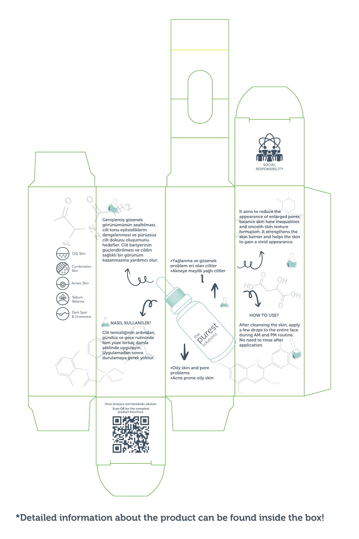 The Purest Solutions, Gözenek ve Siyah Nokta Karşıtı, Sivilce Önleyici Niacinamide Cilt Bakım Serumu 30 ml (Niacinamide 5% & Zinc Pca 1%)