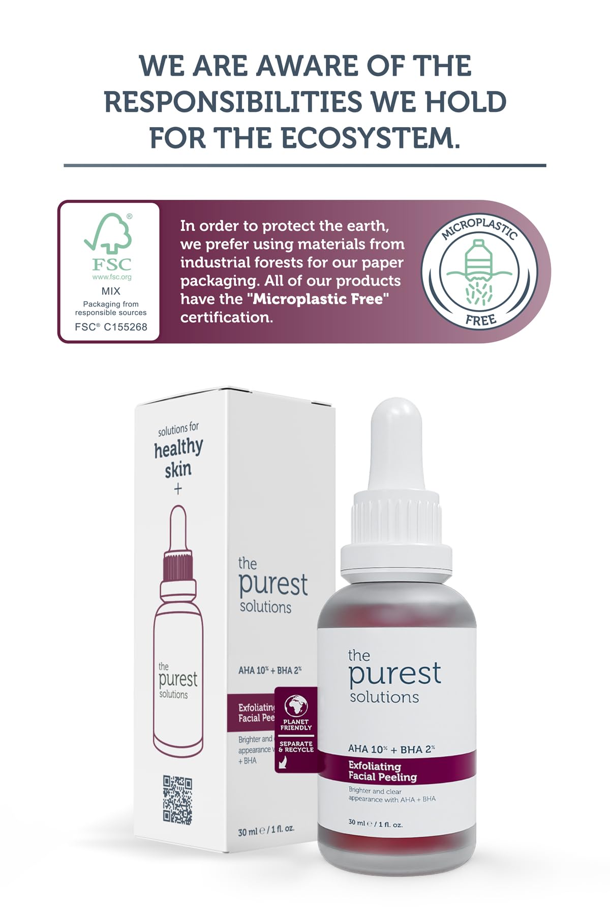 The Purest Solutions, AHA & BHA Canlandırıcı & Cilt Tonu Eşitleyici Kırmızı Peeling Cilt Bakım Serumu 30 ml (Aha 10% + Bha 2%)