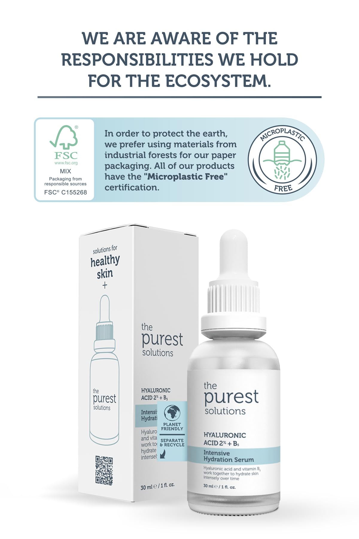 The Purest Solutions, Yoğun Nemlendirme ve Dolgunlaştırıcı etkili, Yenileyici Cilt Bakım Serumu 30 ml (Hyaluronic Acid%2 + B5)