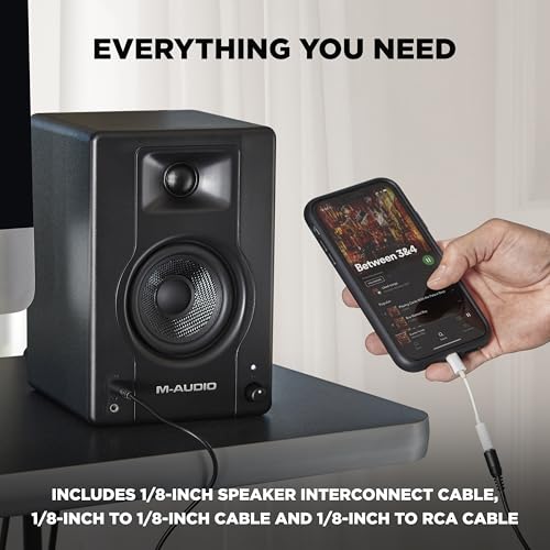 M-AUDIO BX3-3.5" Stüdyo Monitörleri, HD PC Hoparlörleri, Müzik Prodüksiyon Yazılımı ile Kayıt ve Multimedya için, 120W, Çift