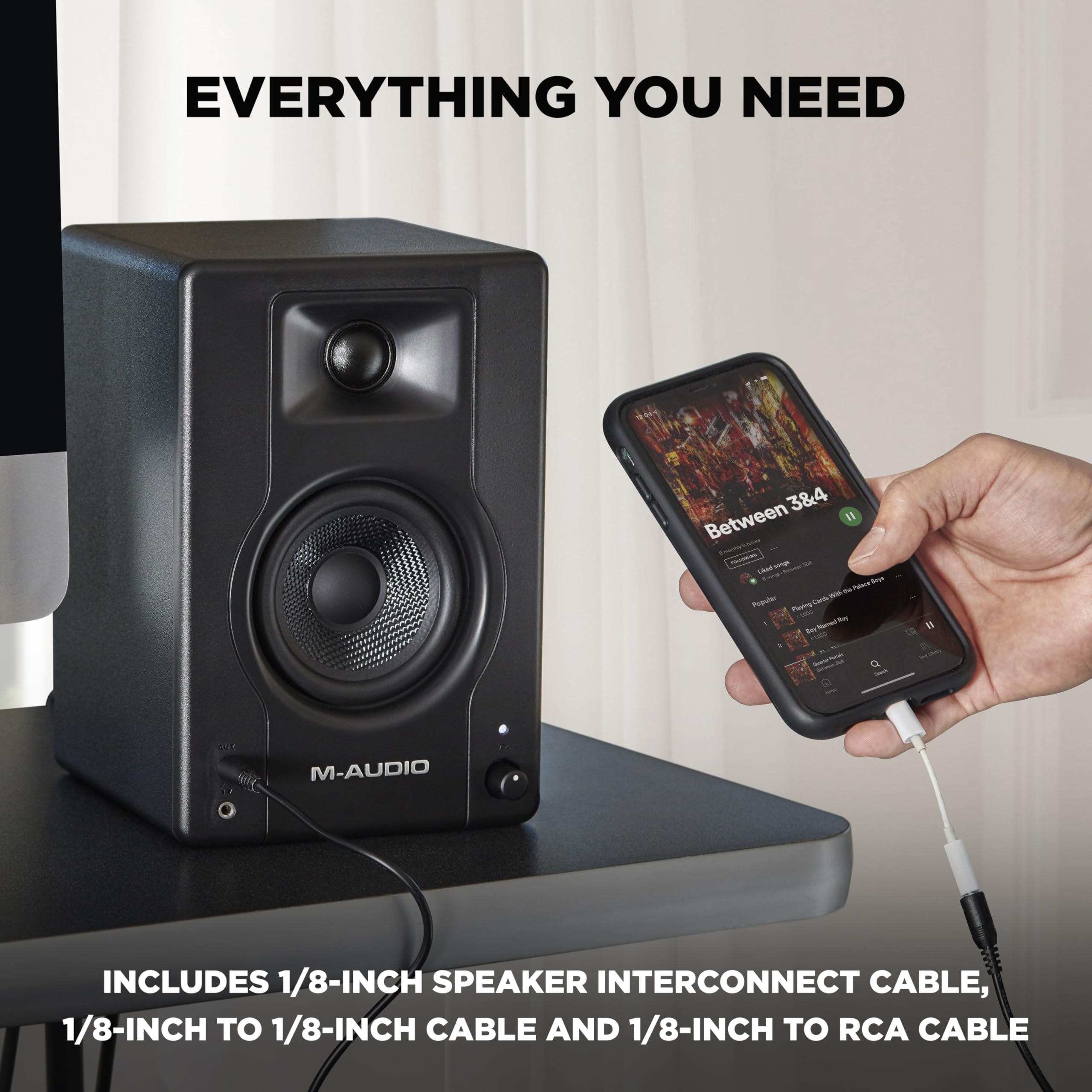 M-AUDIO BX3-3.5" Stüdyo Monitörleri, HD PC Hoparlörleri, Müzik Prodüksiyon Yazılımı ile Kayıt ve Multimedya için, 120W, Çift