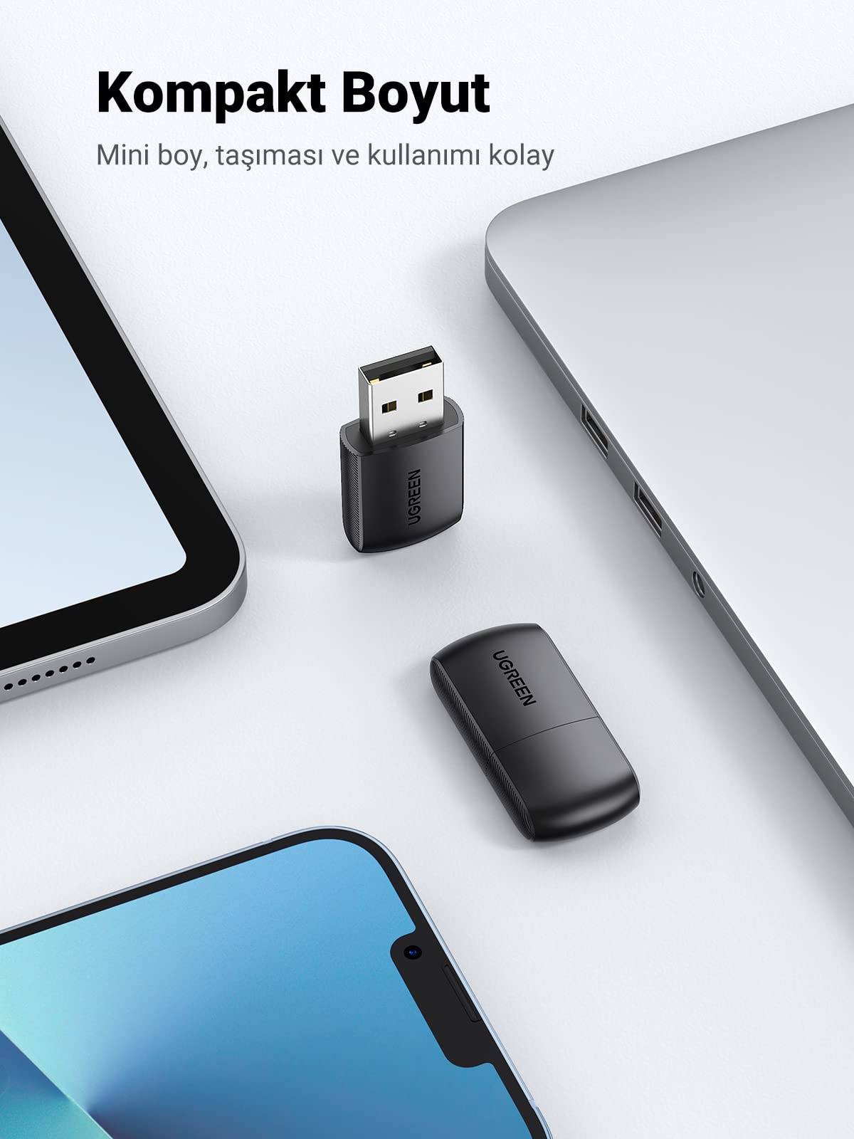 Ugreen 2.4 ve 5 GHz Dual Band USB Wi-Fi Alıcı Ağ Adaptörü