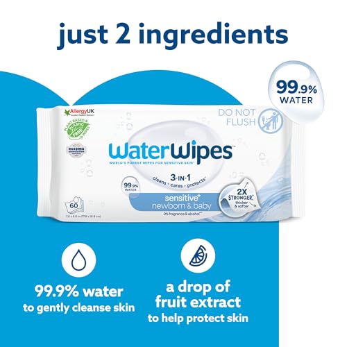 WaterWipes Yeni Doğan & Hassas Ciltler için 720 Yaprak Bebek Islak Mendili (12 x 60 Adet), Bitki Tabanlı