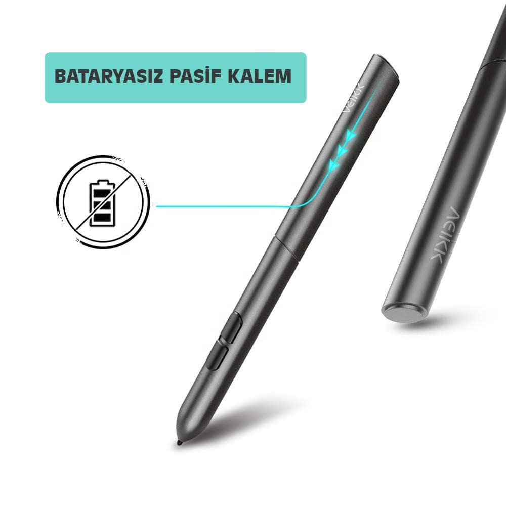 Veikk S640 ve A30 Grafik Tabletler İçin 8192L Pilsiz Kalem (Veikk