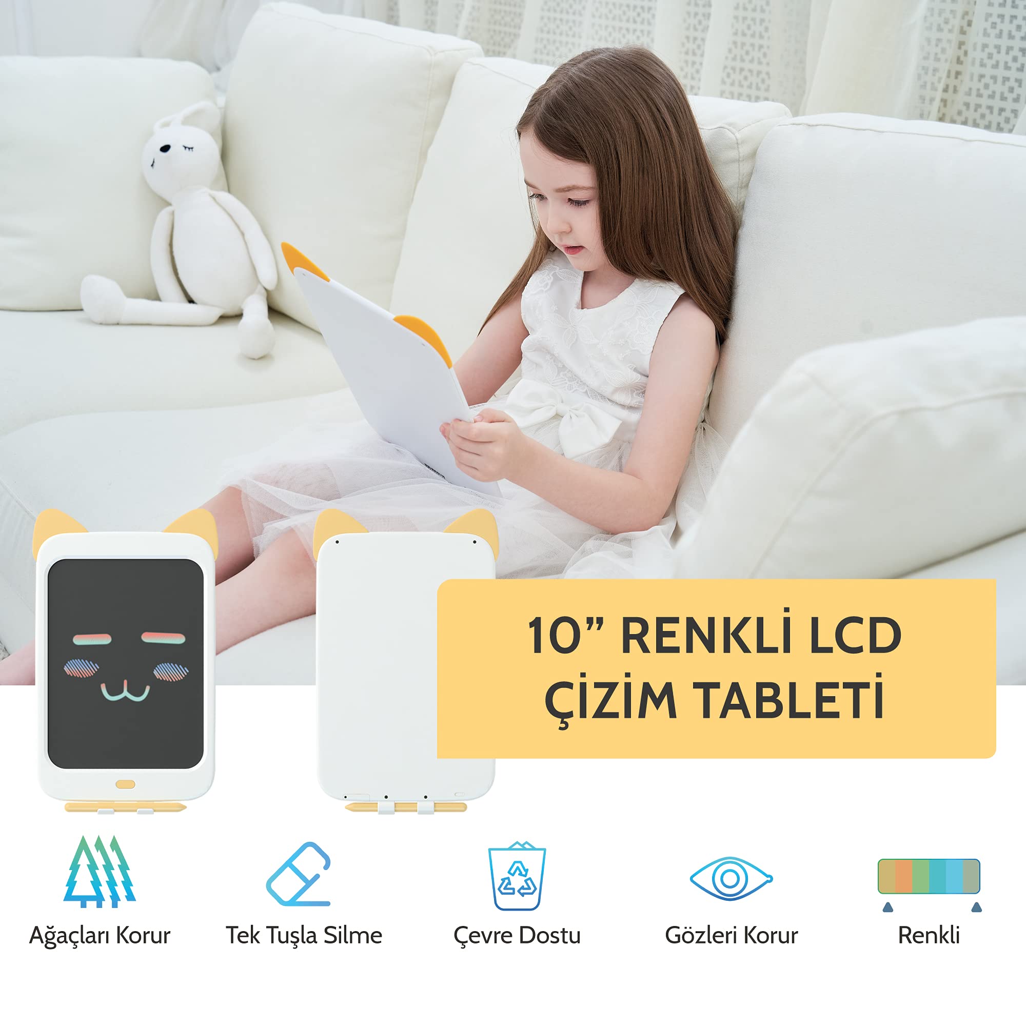 Xiaomi Wicue 10” Sarı Kedi LCD Dijital Renkli Çizim Tableti