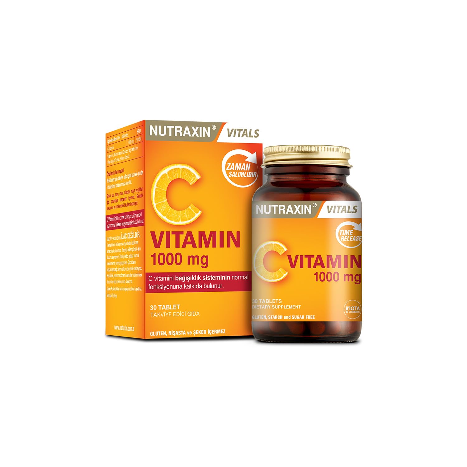 Nutraxin Vitals Vitamin C 1000 mcg 30 Tablet Takviye Edici Gıda