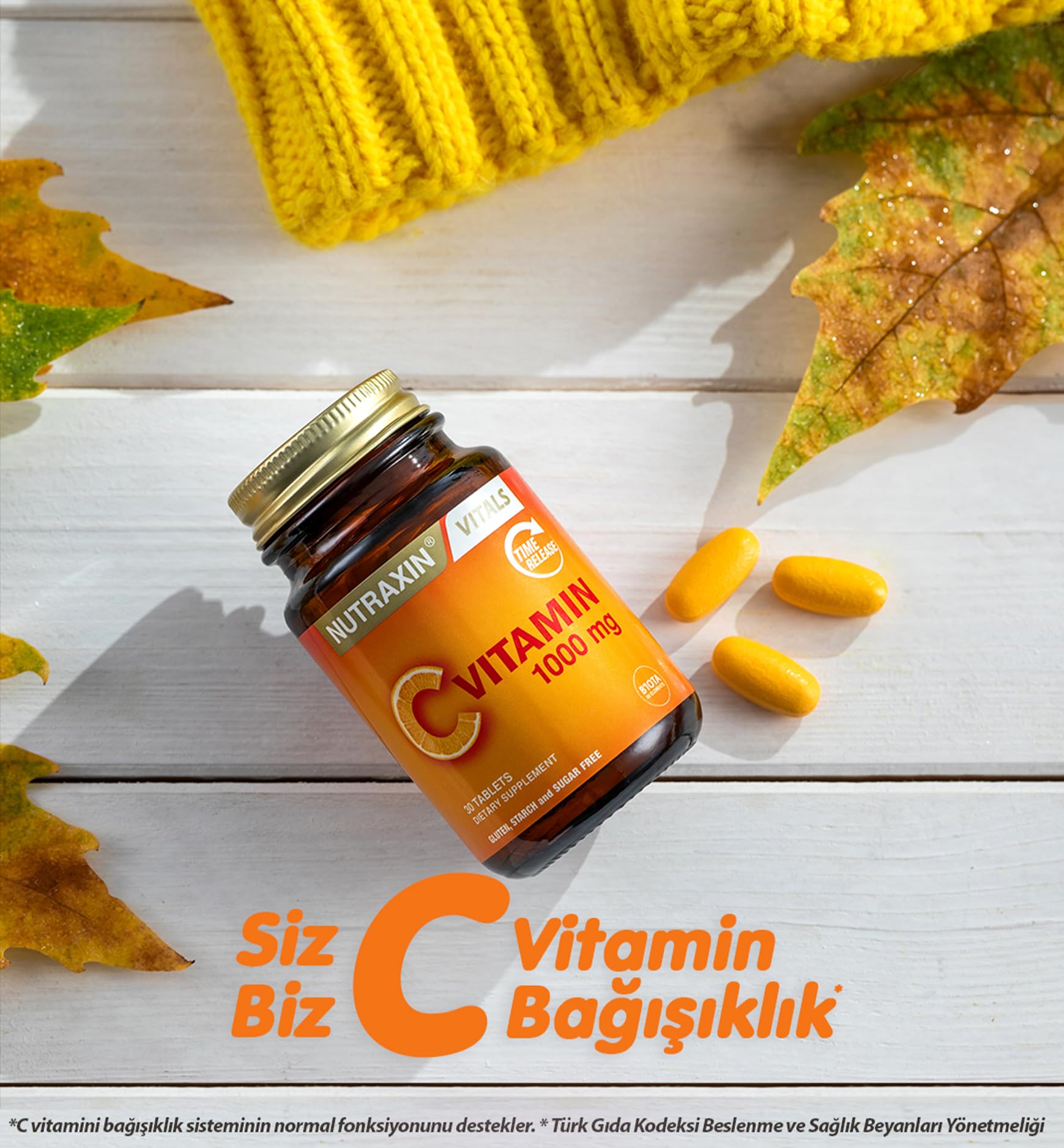 Nutraxin Vitals Vitamin C 1000 mcg 30 Tablet Takviye Edici Gıda