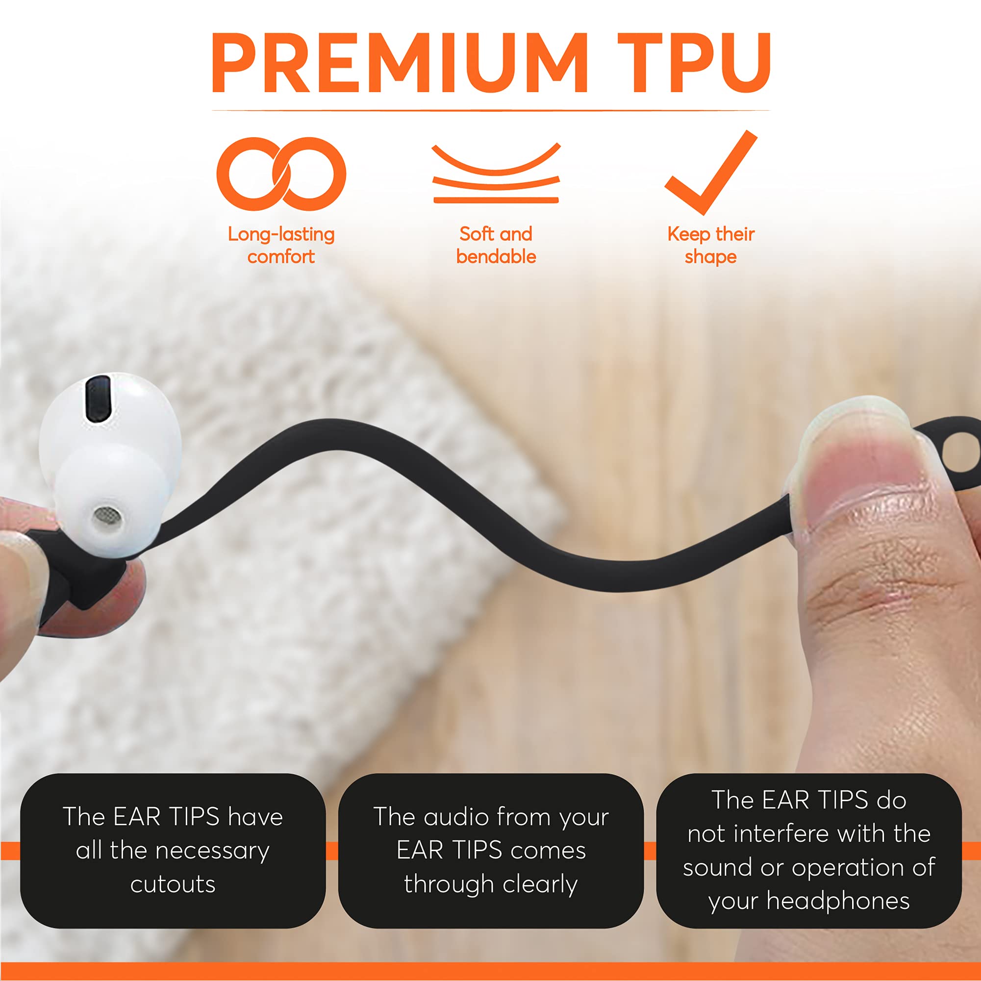 Amial Europe - Kulak kancası Ear Hooks AirPods 3 & 2 & 1 & Pro ile uyumlu, kaymaz, spor aktiviteleri
