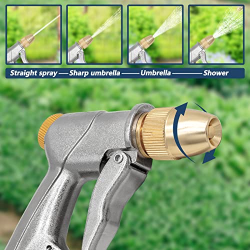 DERASL Bahçe el duşu, yüksek basınçlı bahçe duşu/bahçe püskürtme tabancası, %100 metal, ayarlanabilir su akışı, araç yıkama, temizlik işleri ve bahçe sulama için