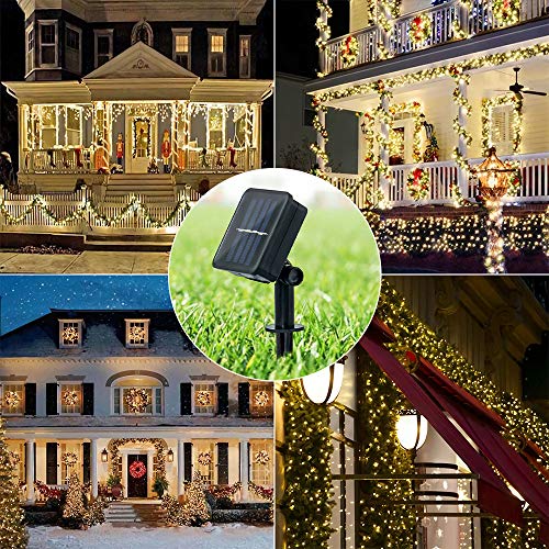 BXROIU Solar Peri Işıkları Dış Mekan, [2'li Paket] 100 LED'ler Peri Işıkları Dış Mekan Güneş 10 Metre 8 Mod Dış Mekan Telli Işıklar Düğün, Parti ve Noel, Bahçe Dekorasyonu Binası Aydınlatma Dış Mekan (Sıcak Beyaz)