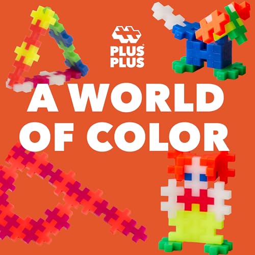 PLUS PLUS Plus 9603411 Yaratıcı Yapı Taşları, Büyük Neon Seti, Dahice İnşaat Oyuncak, 100 Parça