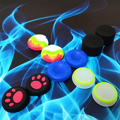 Skin for PS5 Controller Grips, Silicone Case Cover for PlayStation 5 Anti-Slip Protector with 10pcs Thumb Joysticks Caps (red&Blue)