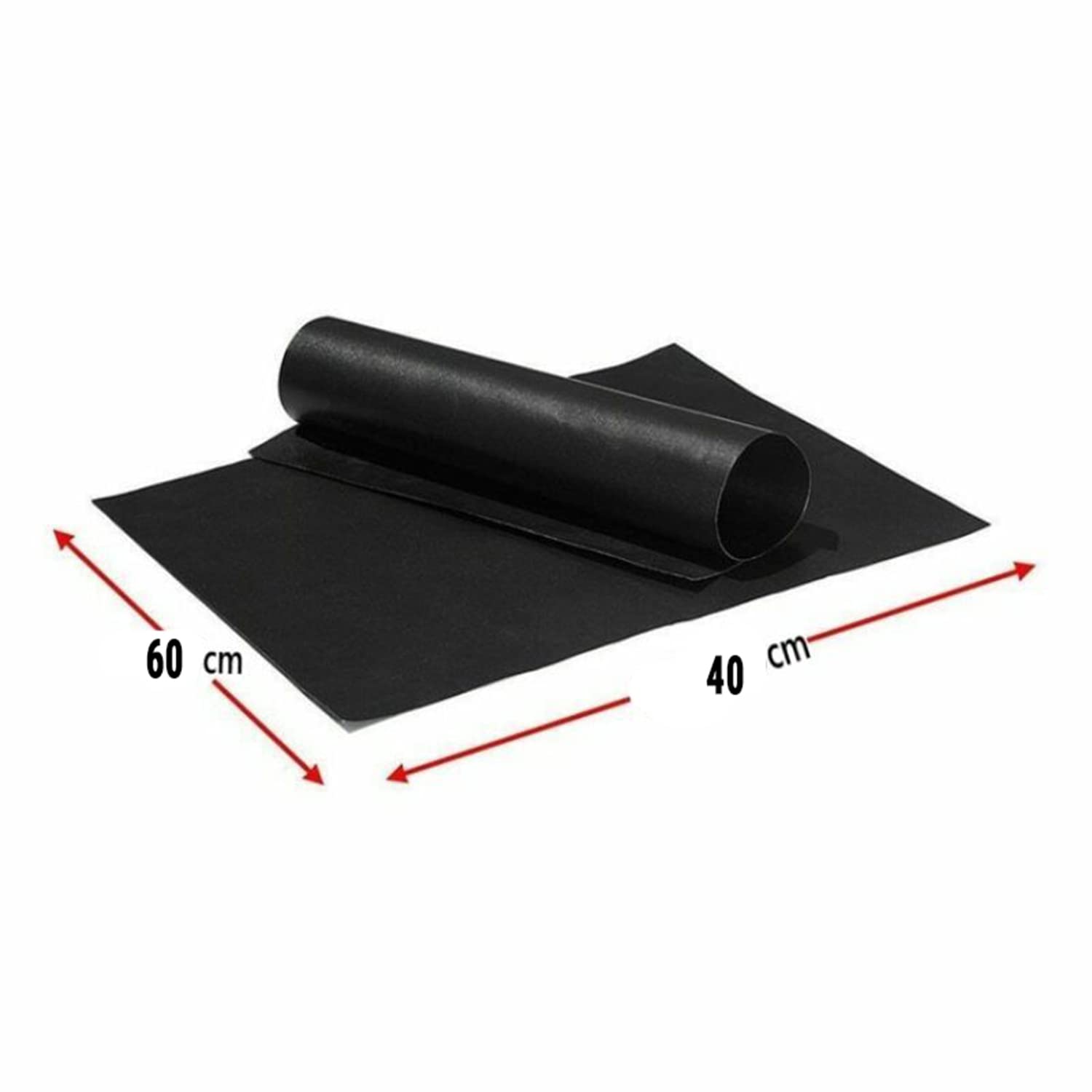 BlueFox Yanmaz Yapışmaz Mangal Pişirme Örtüsü "GRILLMAT" - 40 cm Genişlik, 0.30mm Kalınlık, Siyah Renk (60x40cm)