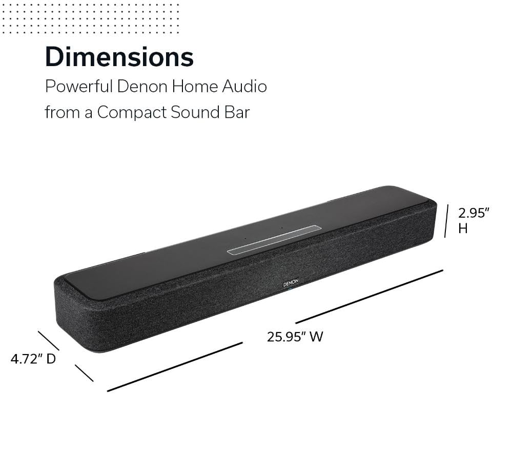 Denon Ev 550 Dolby Atmos 3D Ses, Wi-Fi ve Bluetooth, Dahili HEOS, Alexa, Siri ve AirPlay 2, Spotify Connect, Çift Ev Hoparlörleri ve Subwoofer, Siyah