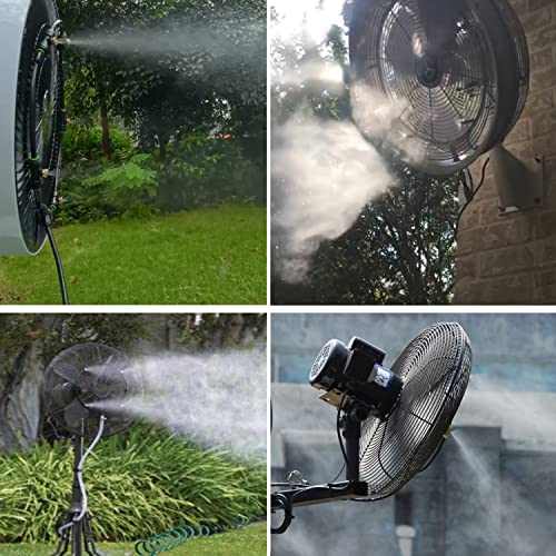 iRuiZhe Dış Mekan Fan Sis Soğutma Sistemi Kiti Veranda Vantilatörü, Bahçe Serası için 19,6 FT (5,9 M) Buğu Hattı ve 5 Metal Sis Nozulu + Galvanizli Prinç Adaptör Uygun