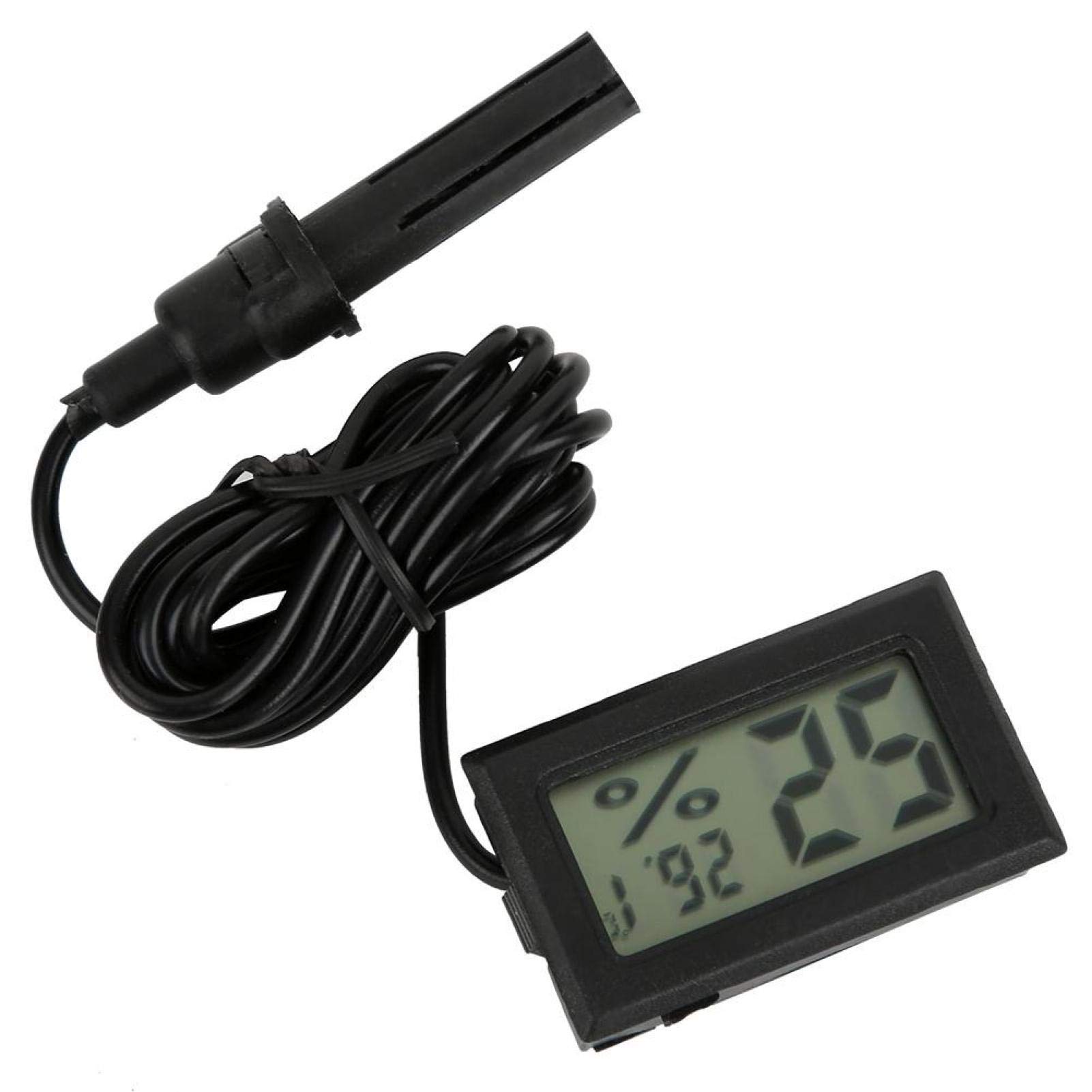 Garosa Digitales LED-Hygrometer, Indoor Outdoor Digitales Thermometer Hygrometer Eingebettetes digitales Feuchtigkeitsmessgerät mit Sonde(schwarz)