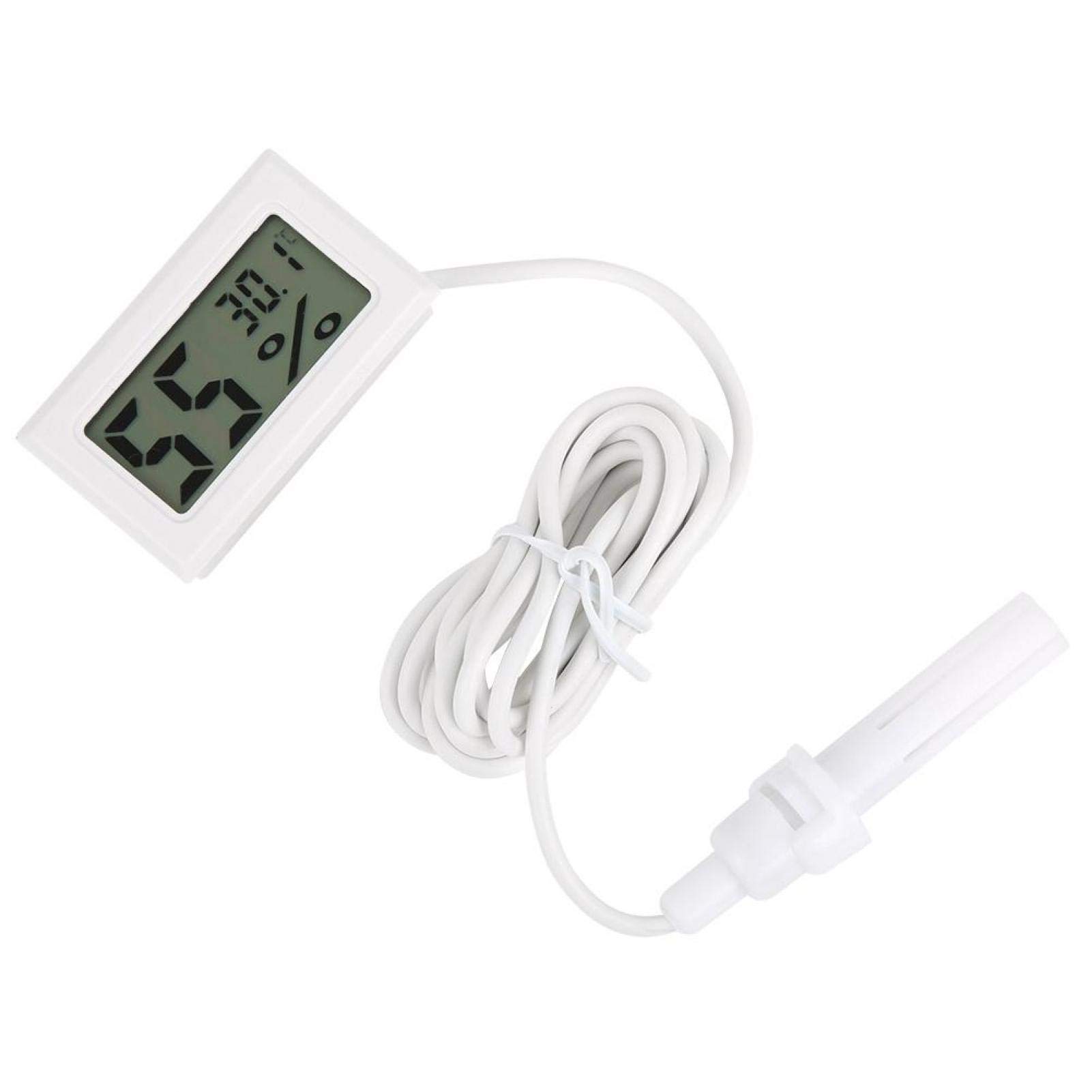Digitales LED-Hygrometer, Indoor Outdoor Digitales Thermometer Hygrometer Eingebettetes digitales Feuchtigkeitsmessgerät mit Sonde(Weiß)
