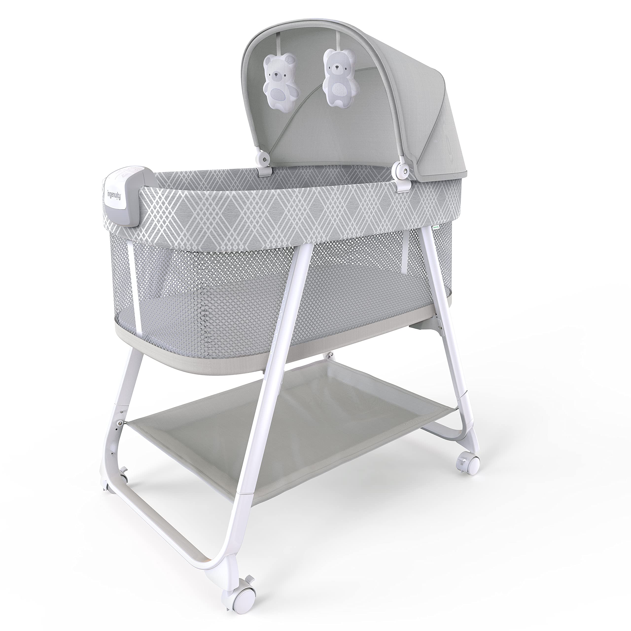 Ingenuity Lullanight Gem Bebek yatağı, 4 tekerlekli ve hava geçiren kenarlı, gri, 0-5 Ay, 7 kg'a kadar