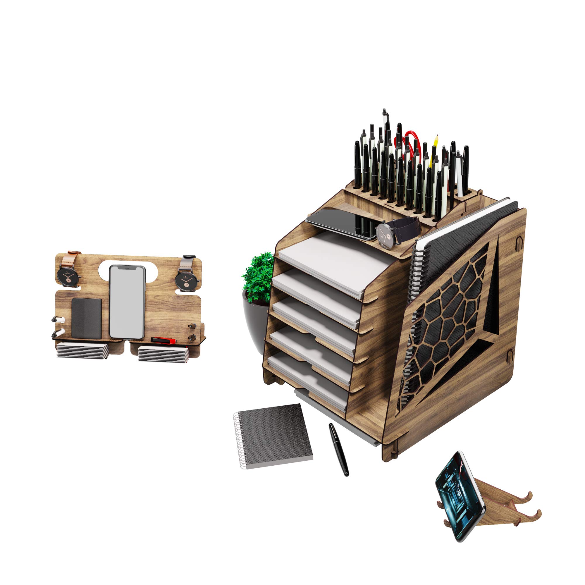 KUK Design VoronoiXL Ofis Masaüstü Organizer Seti A4 Evrak Rafı (Sarı)
