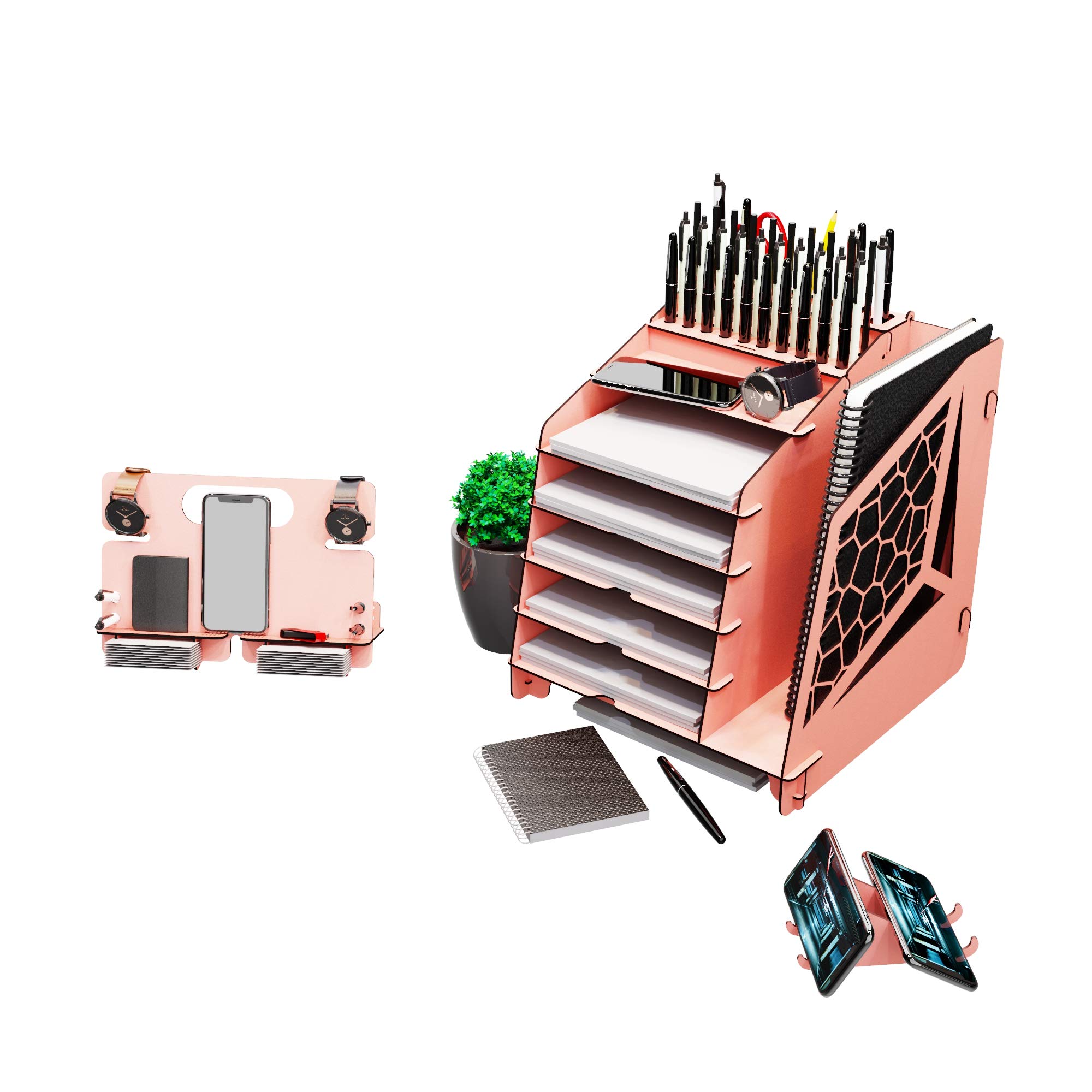 KUK Design VoronoiXL Ofis Masaüstü Organizer Seti A4 Evrak Rafı (Sarı)