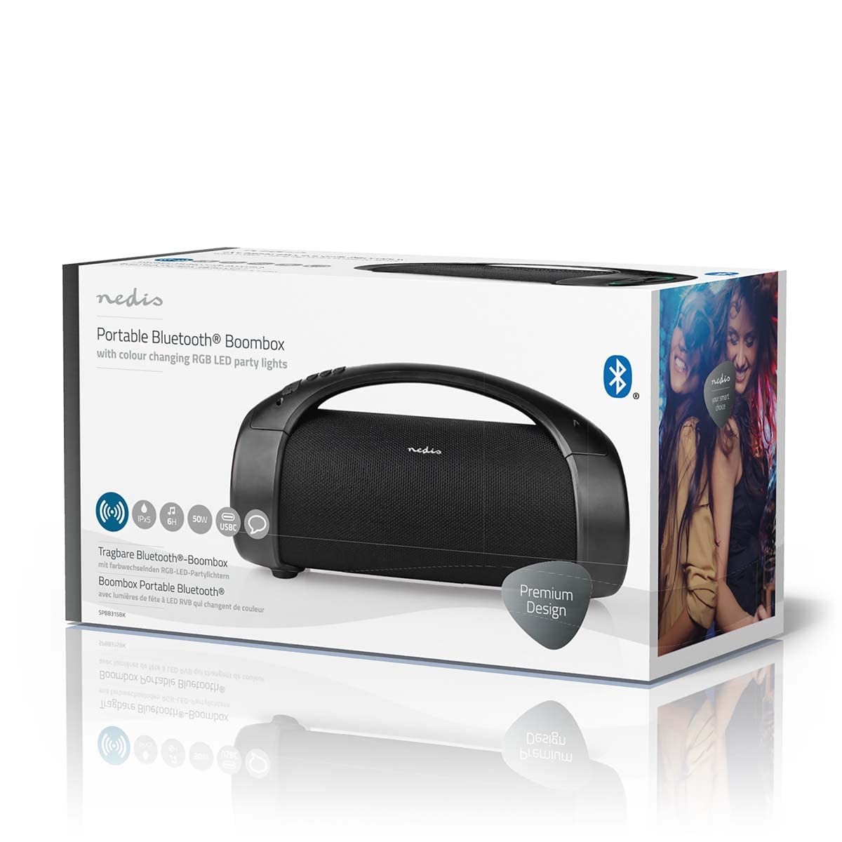 NEDIS Party Boombox - 50W Taşınabilir Bluetooth® Hoparlör SPBB315BK