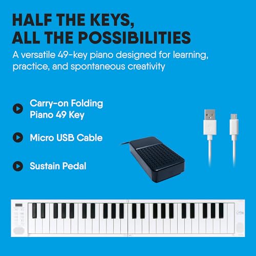 Carry-on Katlanır Piyano 49 Tuşları Taşınabilir Piyano Klavye USB MIDI Denetleyici Dahili USB Şarj Edilebilir Pil ile