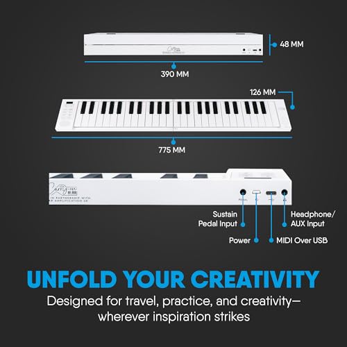 Carry-on Katlanır Piyano 49 Tuşları Taşınabilir Piyano Klavye USB MIDI Denetleyici Dahili USB Şarj Edilebilir Pil ile