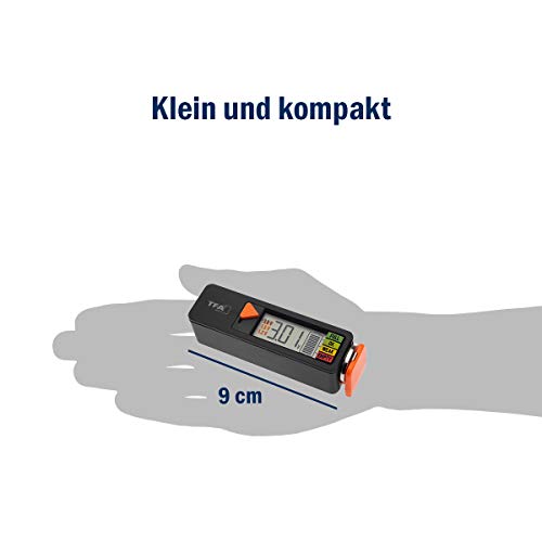 TFA Dostmann Pil test cihazı BatteryCheck, 98.1126.01, piller ve aküler için (AAA,AA,C, D), düğme pil, blok pil, şarj durumu/Volt göstergesi, kolay ve hızlı, siyah