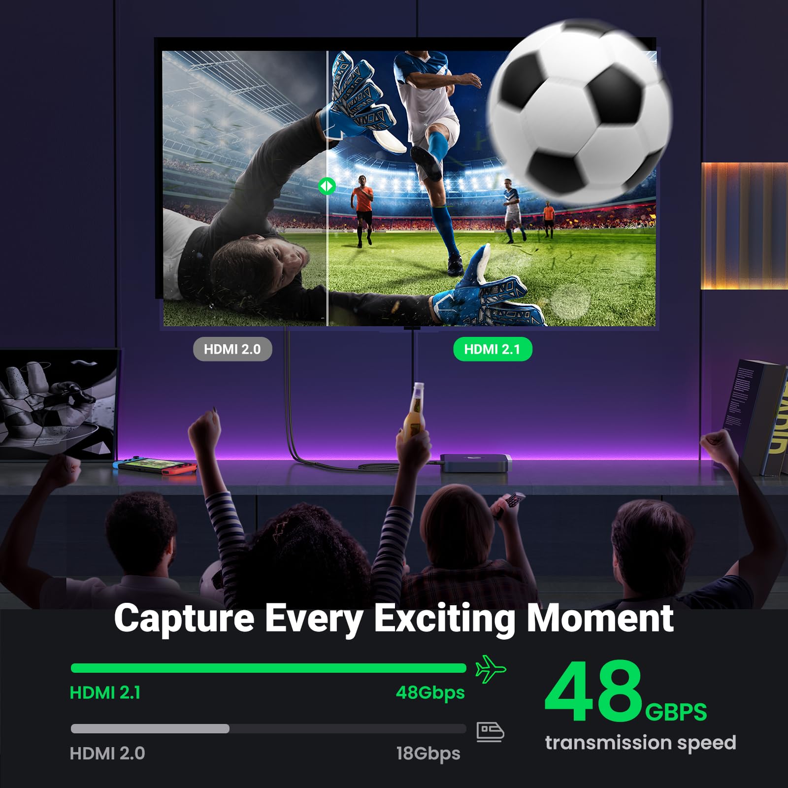 UGREEN 8K HDMI 2.1 Uzatma Kablosu Dişi Erkek HDMI Uzatma UHD ARC desteği PS5, Xbox One vb.(0.5M)