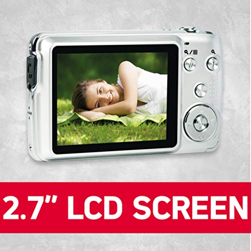 AgfaPhoto Realishot DC8200 fotoğraf makinesi, dijital kamera, kompakt, 18 MP, Full HD, LCD ekran, 2,7 inç, optik zoom, 8 x lityum pil ve SD kart 16 GB, gümüş