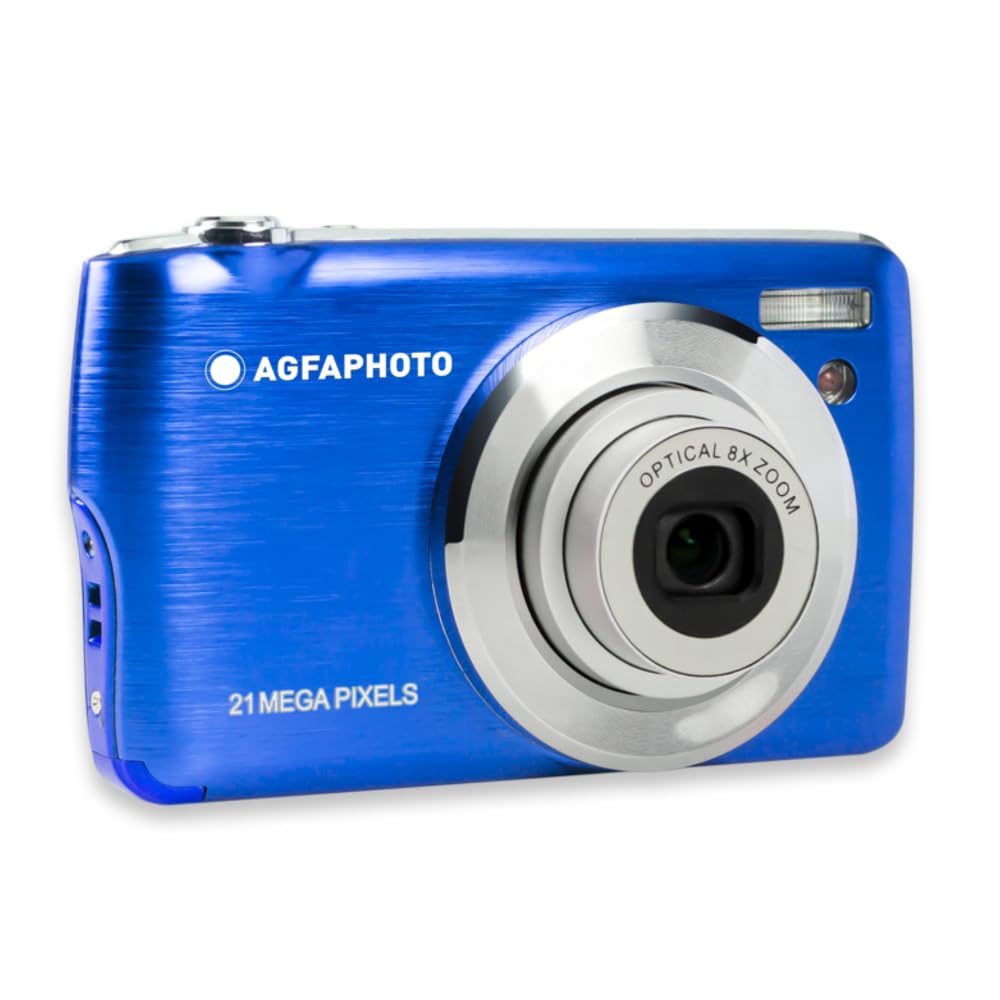 AgfaPhoto Fotoğraf Makinesi Realishot DC8200 – dijital kamera kompakt kamera (18 MP, Full HD, 2,7 inç LCD ekran, 8 x optik zoom, lityum pil ve SD kart 16 GB (Dark_Blue)
