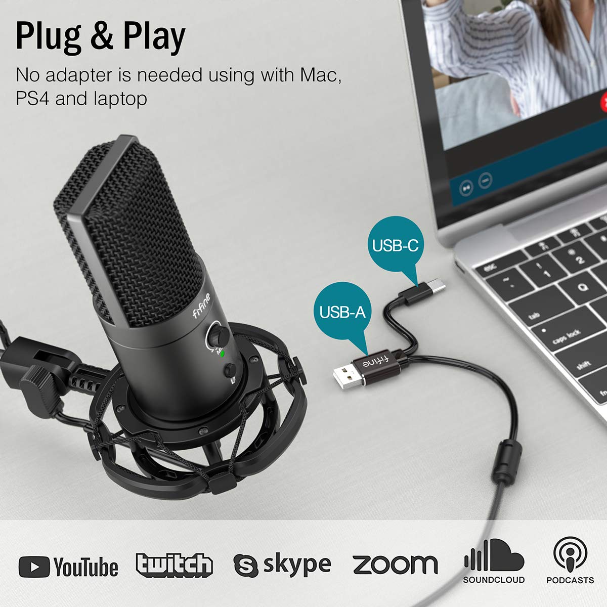 Fifine T683 USB Condenser Mikrofon Kayıt Seti